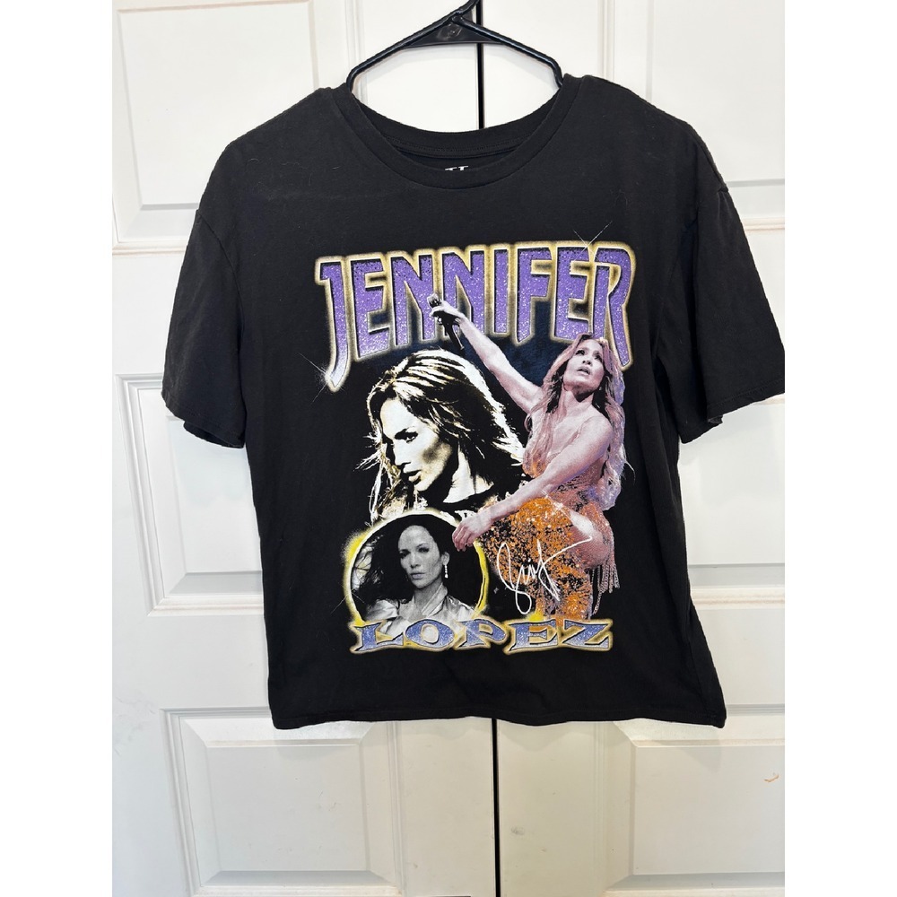 JLO Jennifer Lopez Graphic T-Shirt Black Short Sleeve XL/TG (14/16) youth